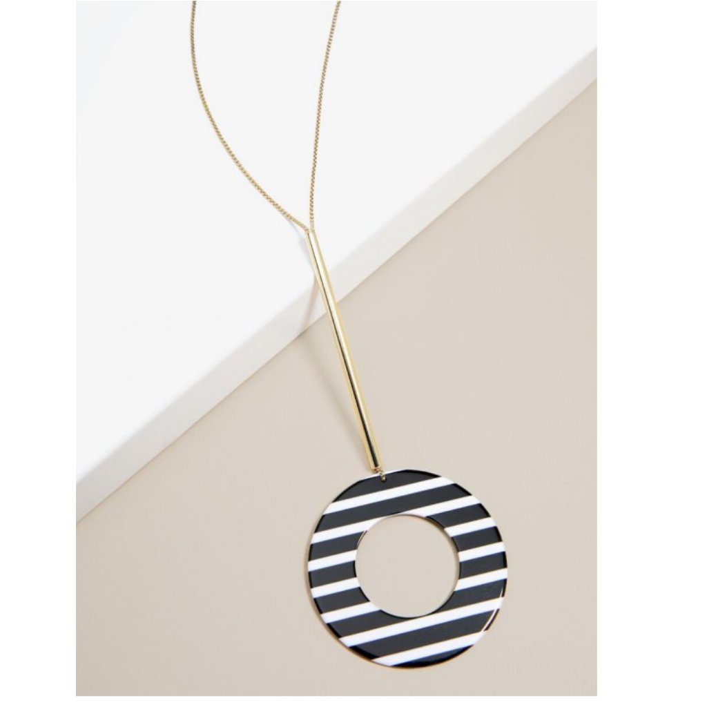 Zenzii Long Y Necklace W Striped Pendant Nwt 22$